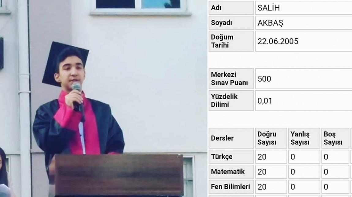 Öğrencimiz Salih AKBAŞ LGS Sınavında Türkiye 1.si Olmuştur